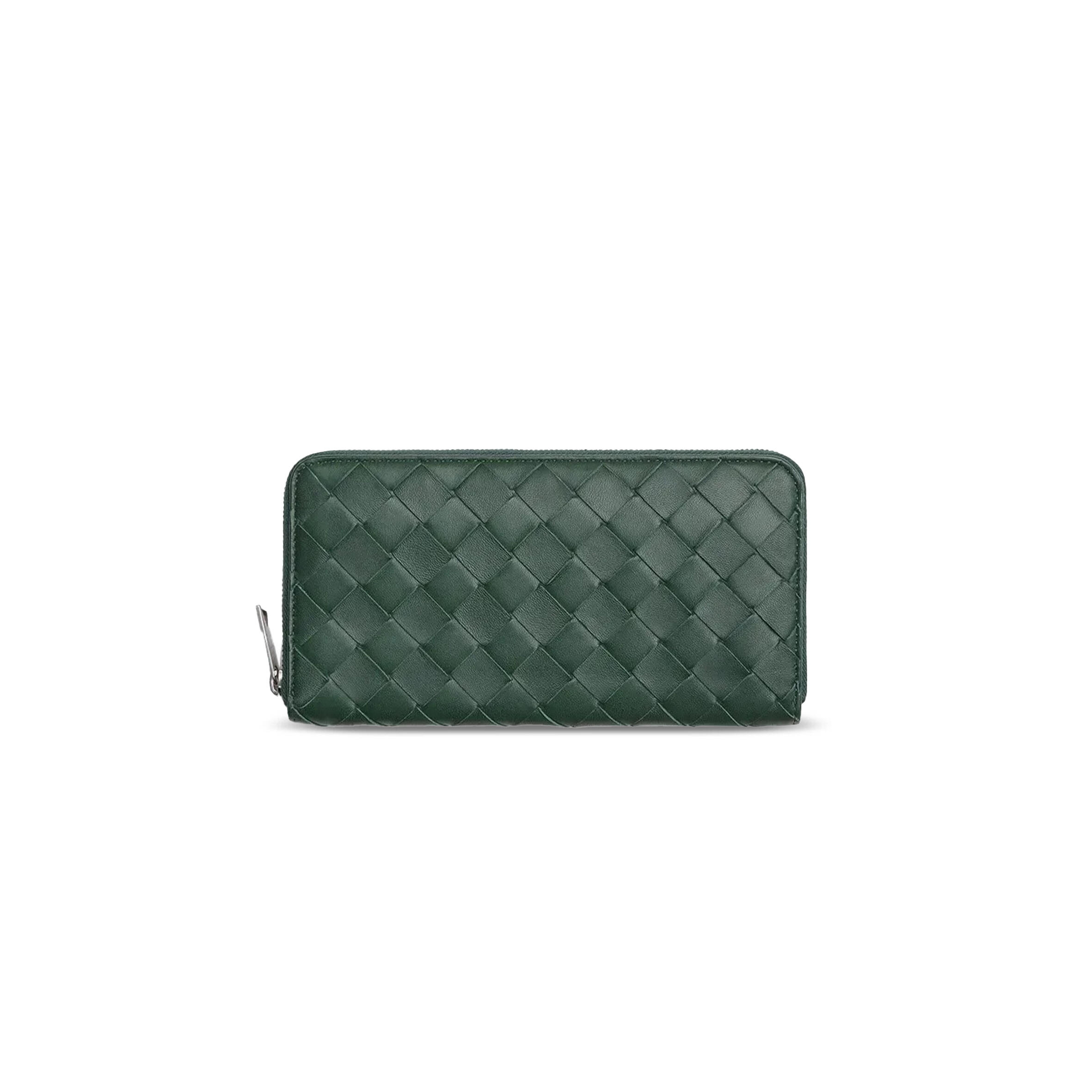 BOTTEGA VENETA INTRECCIATO ZIP-AROUND WALLET SAGE RAINTREE 593217 (19*10*2cm)